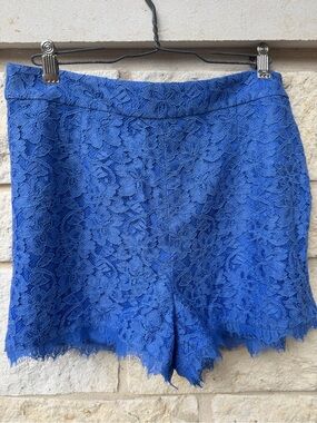 Diane Von Furstenberg Electric Blue Lace High-Waist Shorts